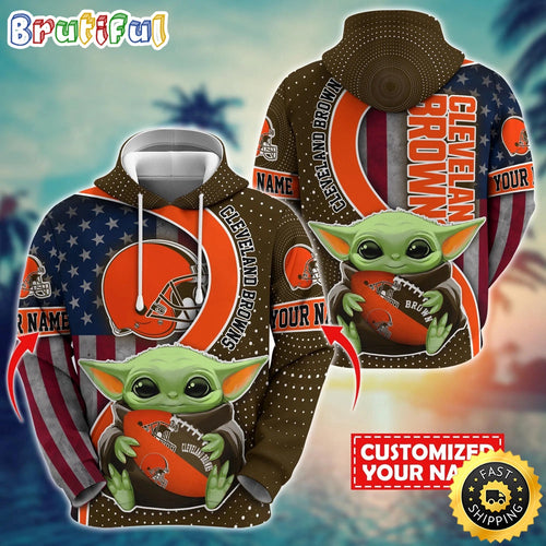 Personalized NFL Cleveland Browns Hoodie Baby Yoda Unisex Hoodie For Fans