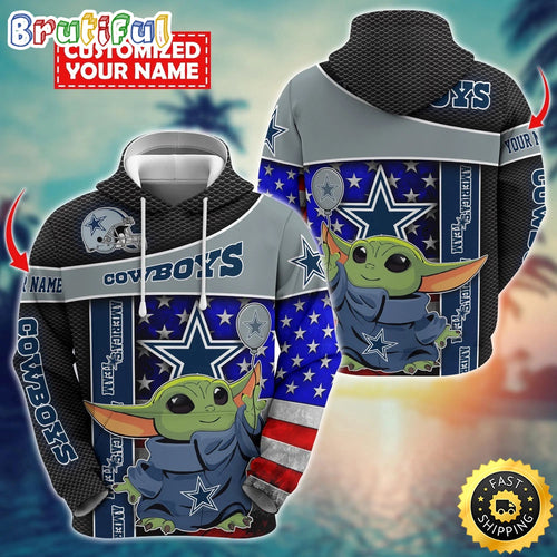 Personalized NFL Dallas Cowboys Hoodie Baby Yoda Unisex Hoodie