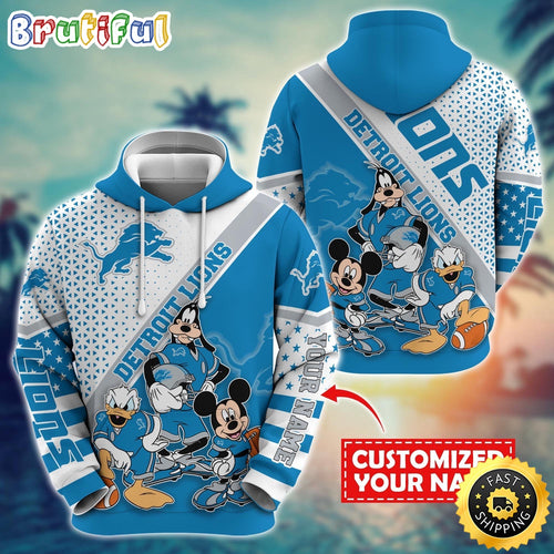 Personalized NFL Detroit Lions Hoodie Character Cartoon Movie Unisex Hoodie