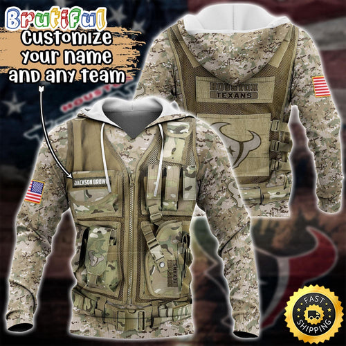 Personalized NFL Houston Texans Hoodie Camo Military Hoodie
