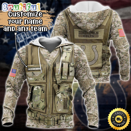 Personalized NFL Indianapolis Colts Hoodie Camo Military Hoodie