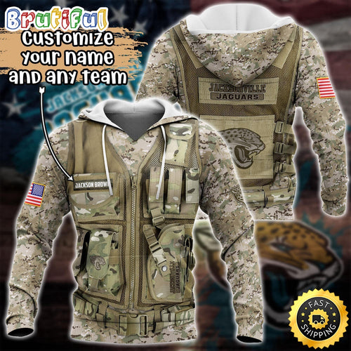 Personalized NFL Jacksonville Jaguars Hoodie Camo Military Hoodie