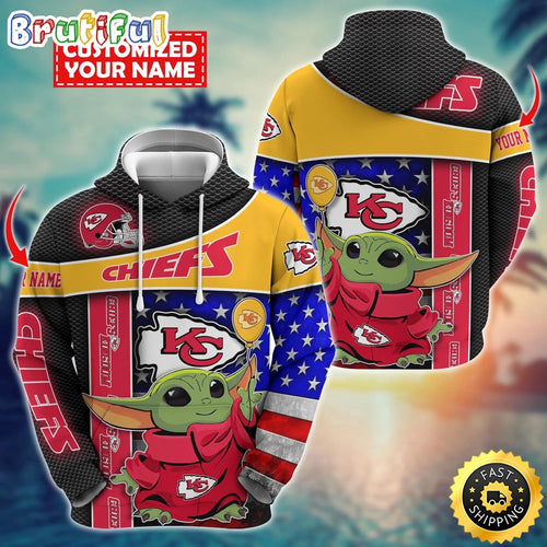 Personalized NFL Kansas City Chiefs Hoodie Baby Yoda Unisex Hoodie