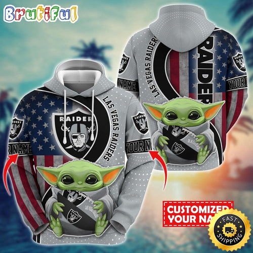 Personalized NFL Las Vegas Raiders Hoodie Baby Yoda Unisex Hoodie For Fans