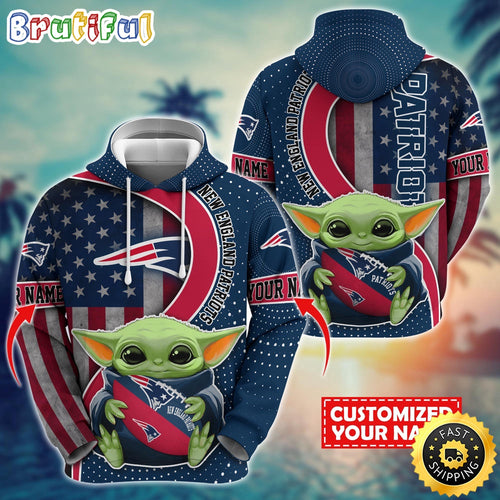 Personalized NFL New England Patriots Hoodie Baby Yoda Unisex Hoodie For Fans