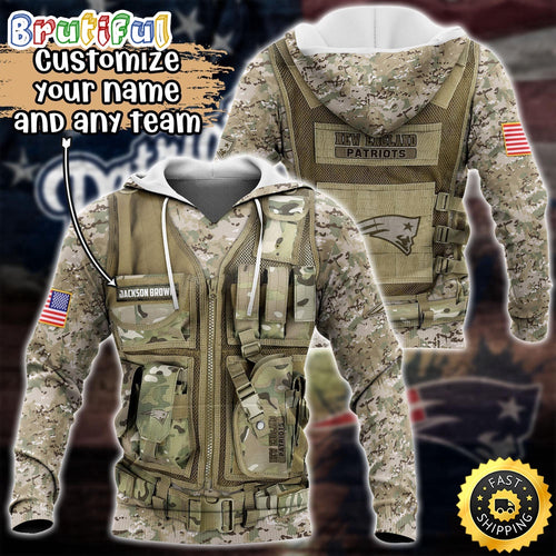 Personalized NFL New England Patriots Hoodie Camo Military Hoodie