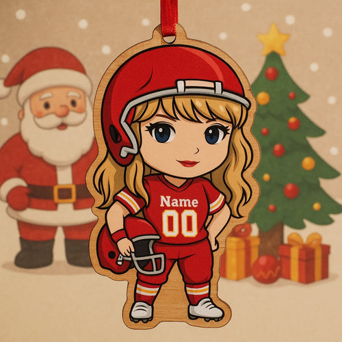Personalized Taylor Swift Kansas City Chiefs Wooden Christmas Ornament