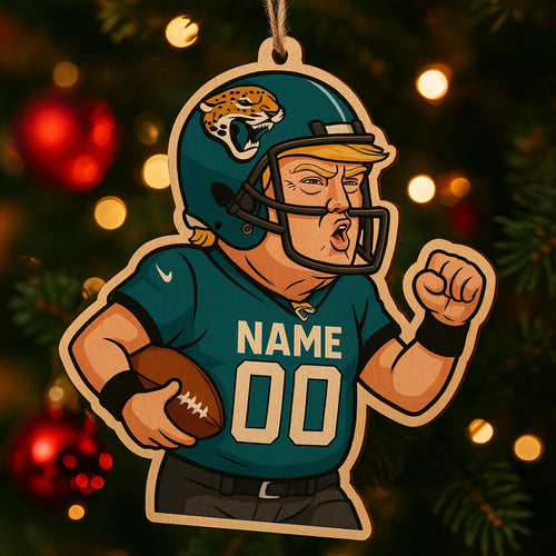 Personalized Trump Football Jacksonville Jaguars Christmas Wooden Ornament 2026