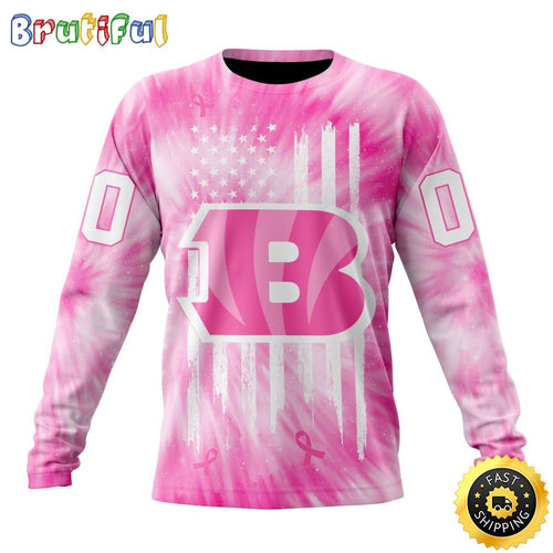 Personalized NFL Cincinnati Bengals Crewneck Sweatshirt Special Pink Tie-Dye Unisex Sweatshirt