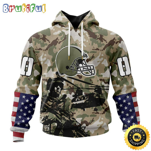 Personalized NFL Cleveland Browns Hoodie Special Salute To Service Design 3D Hoodie Unisex Hoodie