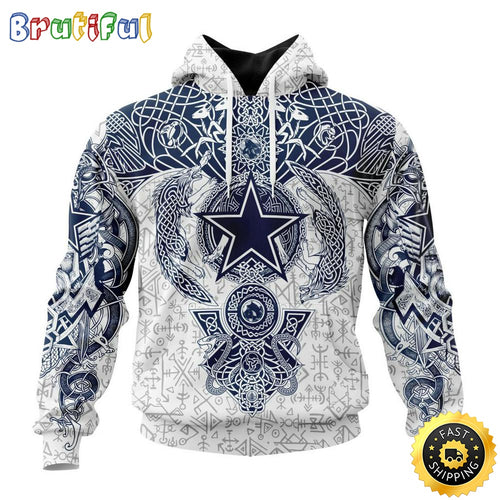 Personalized NFL Dallas Cowboys Hoodie Norse Viking Symbols All Over Print 3D Hoodie