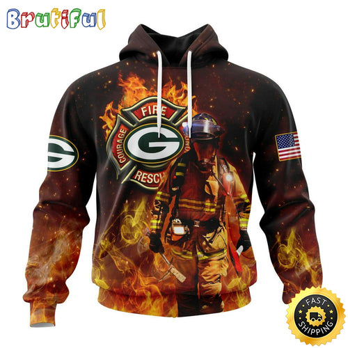 Personalized NFL Green Bay Packers Hoodie Honor Firefighters First Responders All Over Print 3D Hoodie