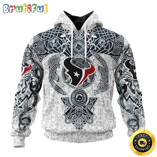 Personalized NFL Houston Texans Hoodie Norse Viking Symbols All Over Print 3D Hoodie