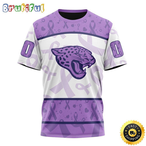 Personalized NFL Jacksonville Jaguars All Over Print 3D T Shirt Special Lavender Fights Cancer Unisex Tshirt