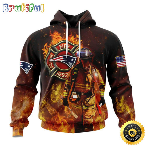 Personalized NFL New England Patriots Hoodie Honor Firefighters First Responders All Over Print 3D Hoodie