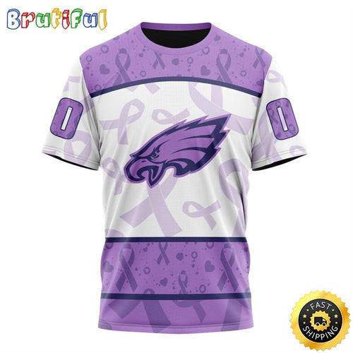 Personalized NFL Philadelphia Eagles All Over Print 3D T Shirt Special Lavender Fights Cancer Unisex Tshirt