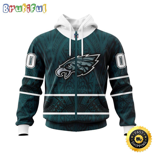 Personalized NFL Philadelphia Eagles All Over Print Zip Hoodie 3D Specialized Native With Samoa Culture Unisex Hoodie
