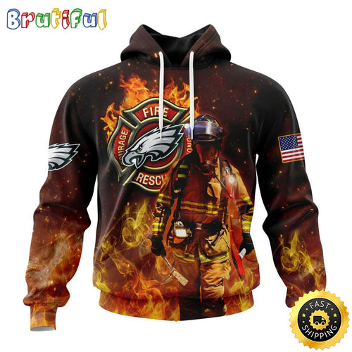Personalized NFL Philadelphia Eagles Hoodie Honor Firefighters First Responders All Over Print 3D Hoodie