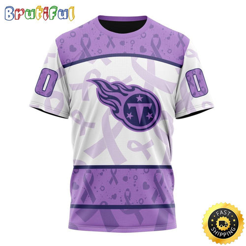 Personalized NFL Tennessee Titans All Over Print 3D T Shirt Special Lavender Fights Cancer Unisex Tshirt
