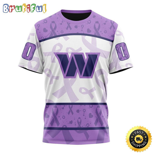 Personalized NFL Washington Commanders All Over Print 3D T Shirt Special Lavender Fights Cancer Unisex Tshirt