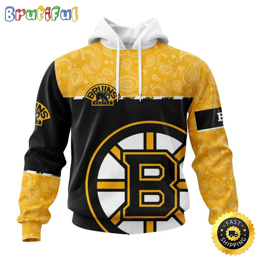 Personalized NHL Boston Bruins Hoodie Specialized Hockey With Paisley All Over Print Hoodie Unisex Tshirt Hoodie