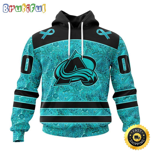 Personalized NHL Colorado Avalanche All Over Print 3D Hoodie Special Design Fight Ovarian Cancer Gift For Football Fans