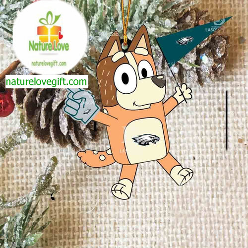 Philadelphia Eagles Chilli Heeler Bluey Flag NFL Acrylic Christmas Tree Decoration Ornament