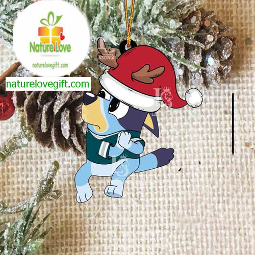 Philadelphia Eagles Christmas Bluey Santa Claus NFL Acrylic Christmas Tree Decoration Ornament