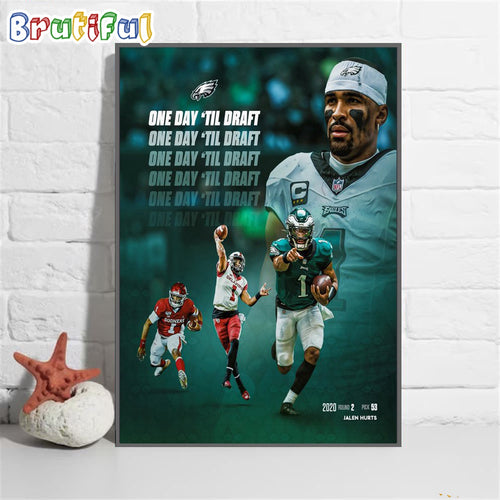 Philadelphia Eagles One Day Til Draft Wall Art Poster Canvas