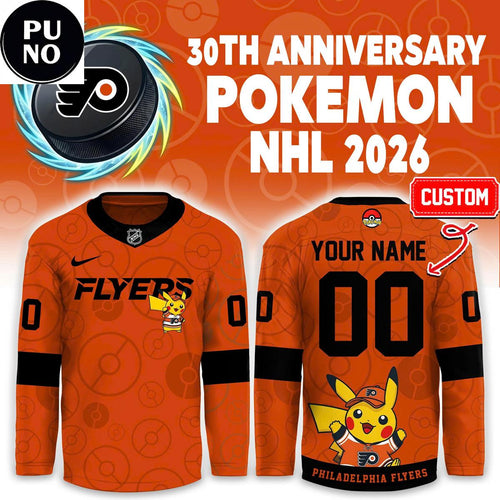 Philadelphia Flyers 30th Anniversary Pokemon 2026 Personalized Hockey Jersey