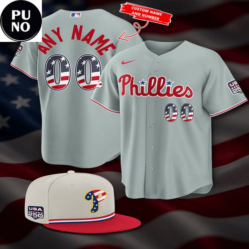 Philadelphia Phillies Celebrating 4th of July USA 250th Personalized Baseball Jersey