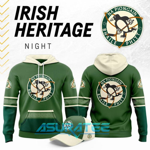 Pittsburgh Penguins x Irish Heritage Night 2026 Special Hoodie, Cap
