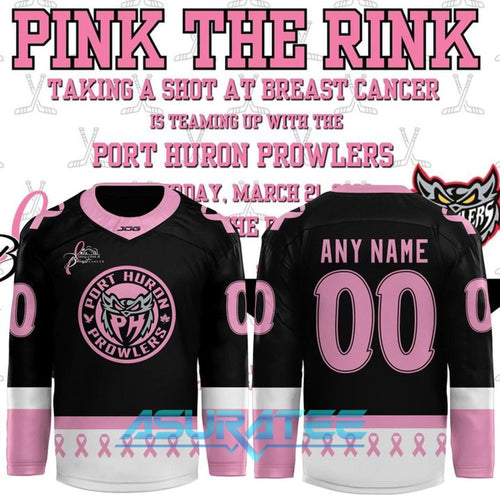 Port Huron Prowlers 2026 Pink The Rink Special Hockey Jersey