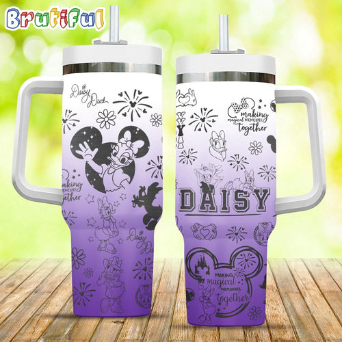 Purple Daisy Duck Making Magical Memories Together Stanley Tumbler 40oz, Disney Stanley Tumbler
