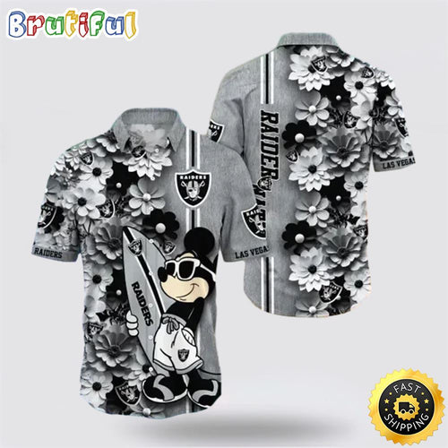 Raiders Hawaiian Shirt Skull And Mickey Surfing A Fashionable Statement For The Modern Beach Bum