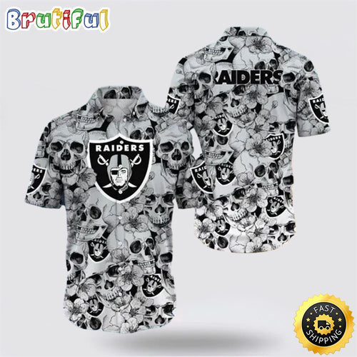 Raiders Hawaiian Shirt Skull Flower Show Your Team Spirit