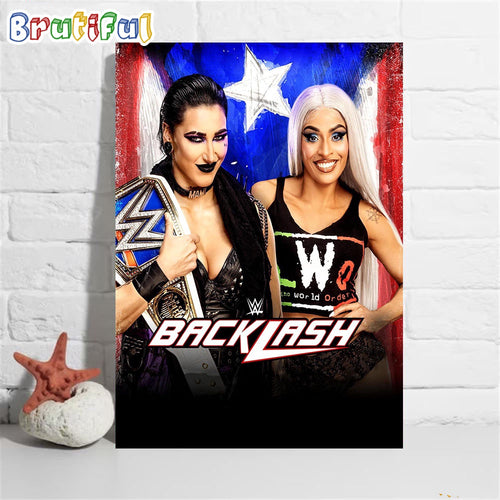 Rhea Ripley Vs Zelina Vega At WWE Backlash In Puerto Rico Wall Art Poster Canvas