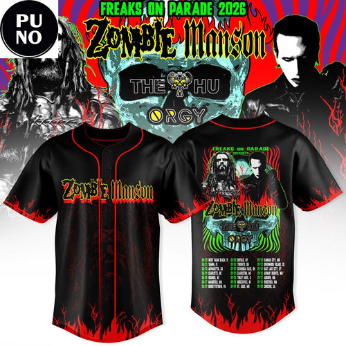 Rob Zombie Marilyn Manson Freaks On Parade Tour 2026 Baseball Jersey