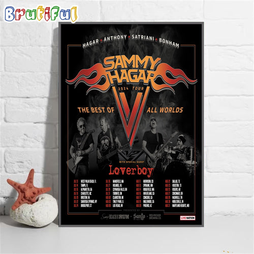 Sammy Hagar, Michael Anthony, Joe Satriani, Jason Bonham the Best of All Worlds Summer 2024 Tour Poster Canvas