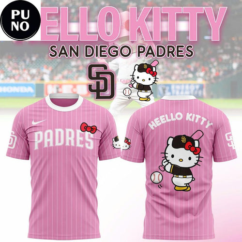 San Diego Padres x Hello Kitty Night 2026 Pink Stripes Shirt