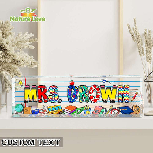 School Supplies Custom Teacher Name Acrylic Plaque for Desk Personalized Teacher Gift
