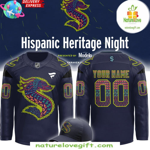 Seattle Kraken 2026 Hispanic Heritage Jersey Hockey Custom
