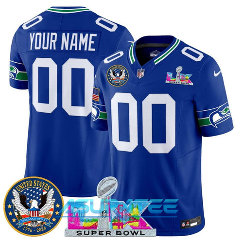 Seattle Seahawks Super Bowl LX & United States 250th Football Jersey