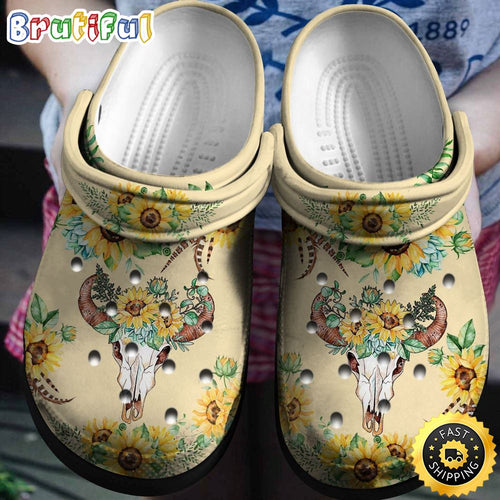 Skull Sunflower Tattoo Clogs Shoes Gift For Women Girl