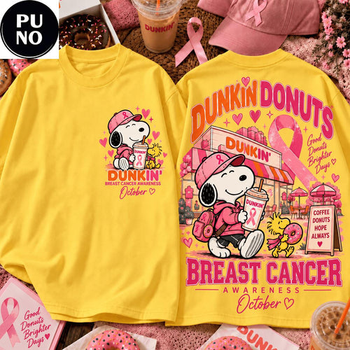 Snoopy x Dunkin’ Donuts 2026 Pink Ribbon Breast Cancer Awareness T-Shirt