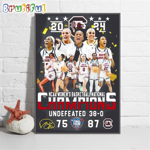 South Carolina Gamecocks 2024 NCAA Women’s Basketball National Champions Undefeated 38 0 Poster Canvas