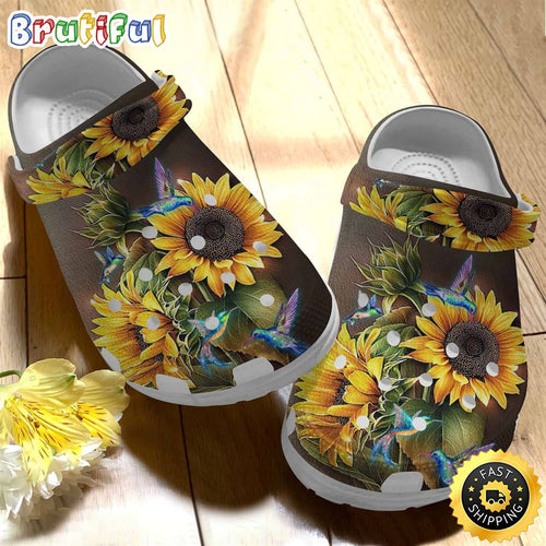 Sunflower Hummingbird Hippie Shoes Clogs Gift Birthday Women Girl