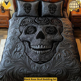 Black Rose Skull Bedding Set