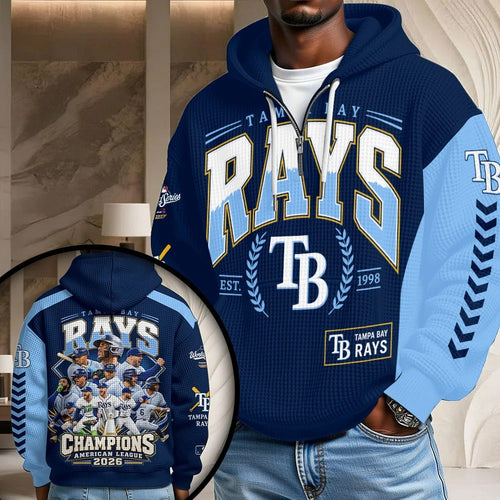 Tampa Bay Rays 2026 American League Champions 3D Unisex Waffle Hoodie – TMTHU10202