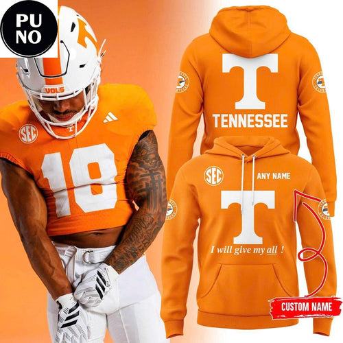 Tennessee Volunteers 2026 I Will Give My All Custom Name Hoodie T-Shirt